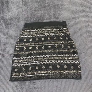 Black Skirt with silver/gray/champagne sequin